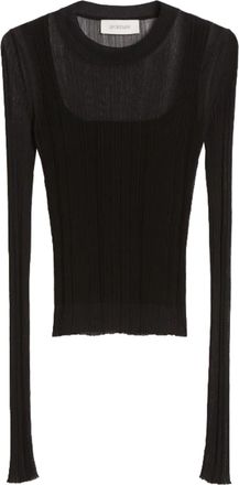 Sportmax Black Buono Fitted Sheer Ribbed Sweater