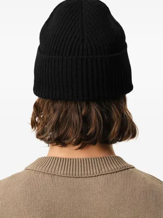 Ami Ami de Coeur Embroidered Wool Beanie - Black