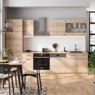 Vicco Mueble De Cocina R-line, Roble Sonoma/goldkraft, 300 Cm, Et Antracita