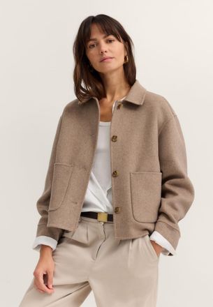 Bugatti Damen Jas in overshirt-stijl met wolmix