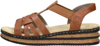 Rieker Comfortabele Sandalen Plat - Dames - Sleehakken - Bruin - 42 EU - Schoenen
