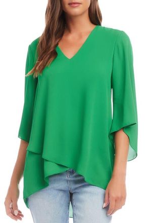 Karen Kane Asymmetrical Crepe Top in Green Grass at Nordstrom, Size X-Small