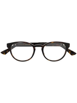 Gucci round-frame logo glasses - unisex - Acetate - 48 - Neutrals