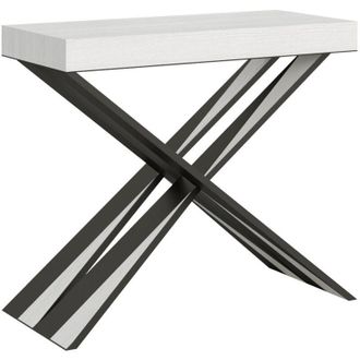 Itamoby Consola Extensible Dise&ntilde;o Moderno Blanco 90 X 40 - 300 Cm Mesa Comedor Diago