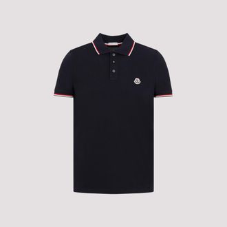 Moncler Blue Tricolor-Trimmed Piquet Polo