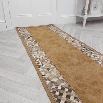 Runrug Hallway Runner Rug - Non-Slip, Hardwearing, 5.4mm - Murcia in Beige | Size: 80 cm x 360 cm