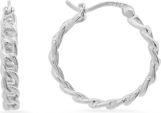 Queen Jewels Sterling Silver Curb Chain Hoop Earrings at Nordstrom Rack