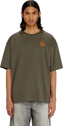 Diesel Jersey T-shirt with flocked print - T-Shirts - Man - Green