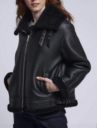 Blue Duck Moto Shearling Jacket in Black at Nordstrom, Size X-Large