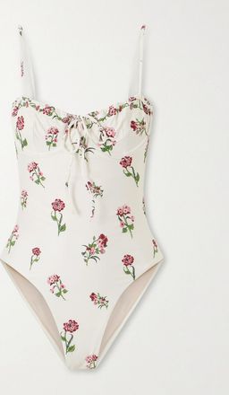 Agua Bendita Costume Da Bagno In Tessuto Riciclato Floreale Ébano - Bianco