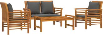 vidaXL Set De Muebles De Jard&iacute;n 4 Pzs Y Cojines Madera Maciza Acacia Vidaxl