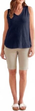 Tribal Textured Tank Top In Jet Blue