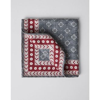 Brunello Cucinelli Mens Grey Silk Patterned Pocket Square