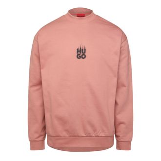 HUGO BOSS Hugo Durungu herensweatshirt met rookkleurig logo en ronde hals in roze