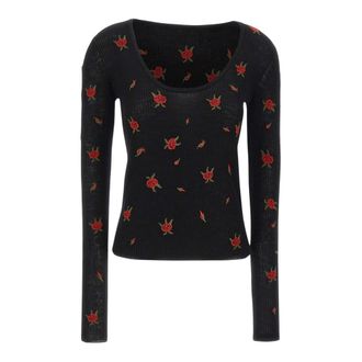 Blumarine Geribbelde top van scheerwol - Dames - Truien - Zwart - Maat: S Wol