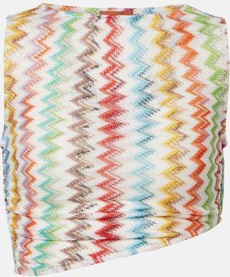 Missoni Zigzag ruched lam&eacute; crop top