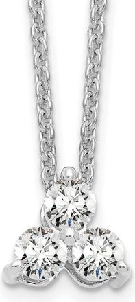 Diamond2Deal 14K Gold Lab Grown Diamond 3 Stone Pendant Necklace 18