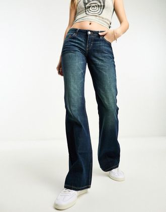 Weekday Nova - Jeans bootcut a vita bassa slim blu
