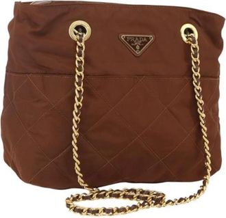Prada Pre-owned Shoulder Bags, female, Brown, Size: ONE SIZE Pre-owned Nylon Shoulder Bag