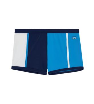 HOM Hom Mens Waterpolo Swim Boxers Trunks, Blue, Navy and White, S