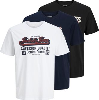 Jack & Jones Rundhalsshirt »JJELOGO TEE SS O-NECK 2 COL AW25 3PK MP« Packung, 3 Stk. tlg
