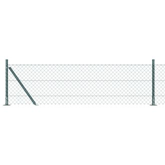 Berkfield Home Chain Link Fence with 7 Flanged Posts 0.6x10 m Galvanised Steel in Green