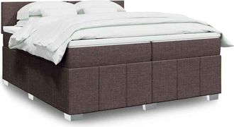vidaXL Vidaxl - Cama Box Spring Con Colch&oacute;n Tela Marr&oacute;n Oscuro 200x200 Cm