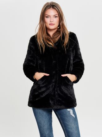 Only Fellimitatmantel ONLY ONLVIDA FAUX FUR COAT OTW, Damen, Gr. S, schwarz, Web, Obermaterial: 100% Polyester, unifarben, regular fit Po-bedeckend, M&auml;ntel