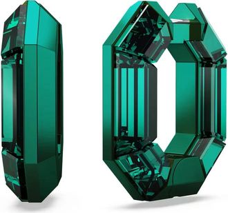 Swarovski Lucent Octagon Oorringen met Hoepel - Dames - Oorbellen - Groen - ONE Size - Accessoires