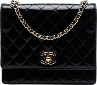 Chanel Pre-owned Quilted Patent Leather Crossbody - Dames - Vintage Schoudertas - Zwart - ONE Size - Leer - Vintage