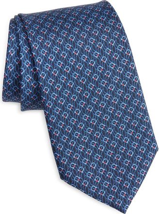 Ferragamo Tetris Gancini Silk Tie in Navy at Nordstrom