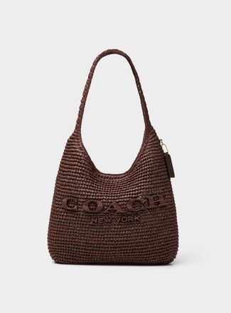 Coach Womens Brooklyn woven straw hobo bag