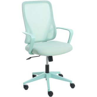 Beliani Office Chair Mint Green Fabric Mesh Upholstery Swivel Desk Computer Adjustable Seat Reclining Backrest LUMA