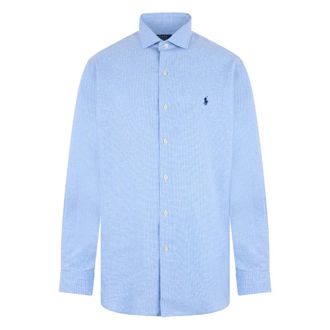 Polo Ralph Lauren Formal Shirts, male, Blue, Size: XL Long-sleeved Linen and Cotton Shirt