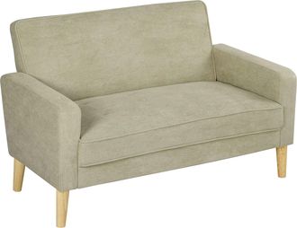HOMCOM 2 Seater Sofa - Velvet-Feel Upholstered Loveseat for Small Space - Green | TJ Hughes