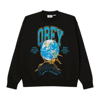 Obey Sweatshirt met ronde hals - Heren - Sweatshirts & Hoodies - Zwart - Maat: S Katoen