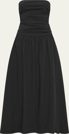 St.Agni Gathered Strapless Tie-Back Maxi Dress