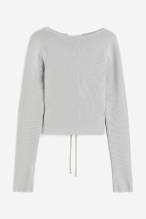 H&M R&uuml;ckenfreies Strickshirt - Hellgrau