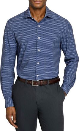 W.R.K Circle Geo Performance Dress Shirt in Navy/purple at Nordstrom, Size 17.5