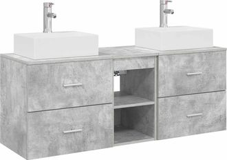 vidaXL Juego De Muebles De Ba&ntilde;o 3 Uds. Gris Hormig&oacute;n Vidaxl