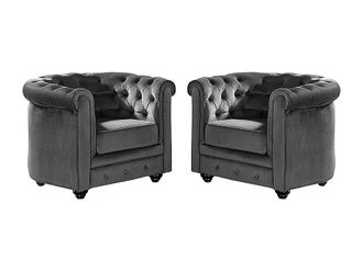 Vente-Unique Lotto di 2 poltrone CHESTERFIELD in velluto Antracite