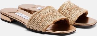 Jimmy Choo London Joa embroidered woven slides