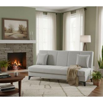 Dmora Sof&aacute; Cama 3 Plazas Caneva, Con Almacenaje, Apertura Click-clack, Lavable, 185x78 Cm Blanco