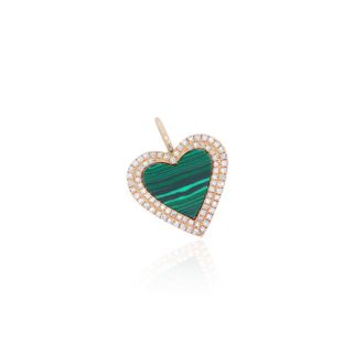 The Lovery Double Diamond Malachite Heart Charm