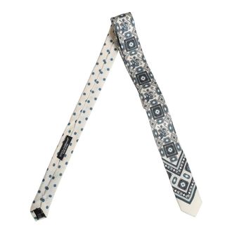 Dolce & Gabbana Accessoires, Heren, Wit, ONE Size, Geometric Adjustable Tied Necktie
