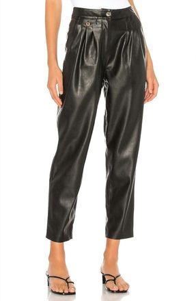 Blank NYC Vegan Leather Pleated Carrot Leg Pants In Film Noir