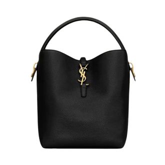 Saint Laurent Le 37 Medium Leren Bucket Bag - Dames - Tassen - Zwart - Maat: ONE Size Leer