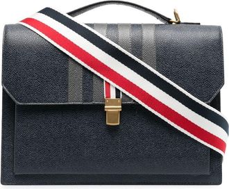 Thom Browne 4-Bar leather backpack - unisex - Calf Leather/Polyester - One Size - Blue