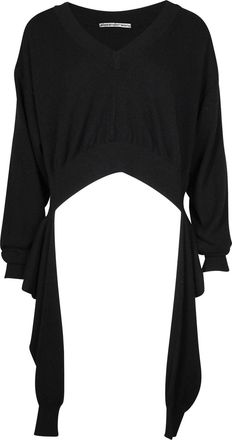 Alexander Wang Cropped Inverted Sweater in Black Wool