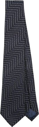 Emporio Armani Cravatta con logo jacquard - Blu